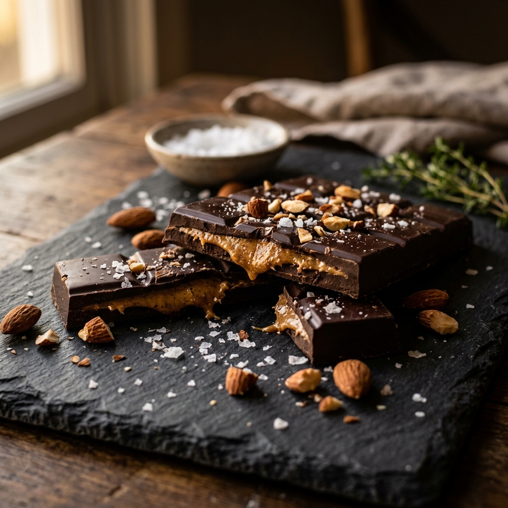 Artisanal Almond Butter Dark Chocolate Bar with Maldon Sea Salt