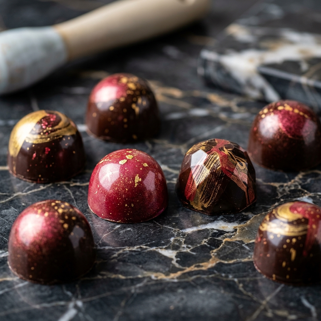 Glossy Hand-Painted Artisanal Chocolate Bonbons