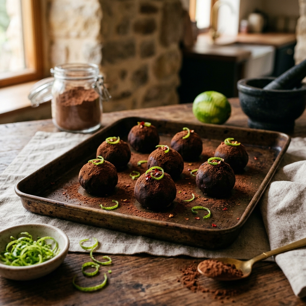 Hand-rolled Lime Chilli Dark Chocolate Ganache Truffles