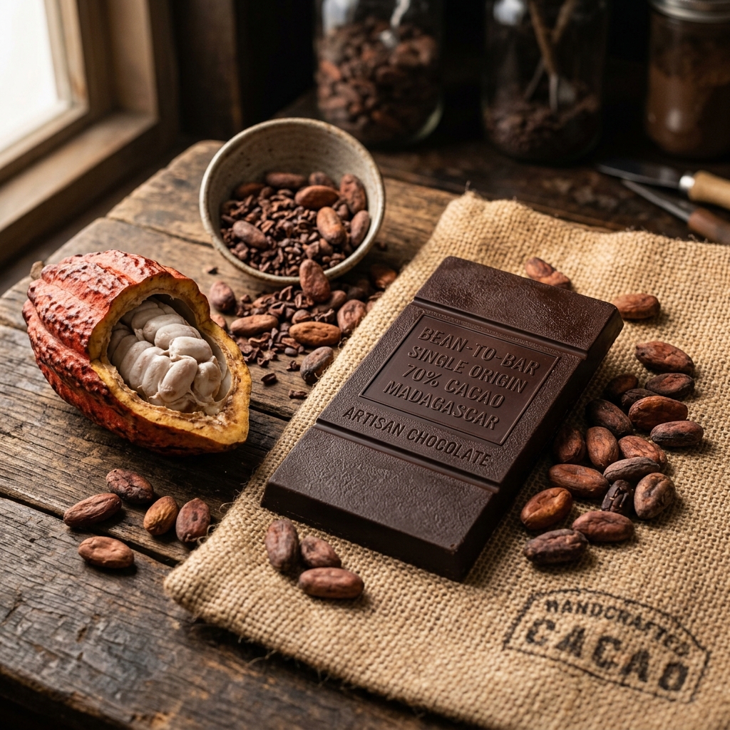 Single Origin 70% Indian Cacao Bean-to-Bar Dark Chocolate